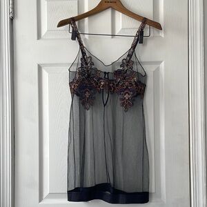 La Perla Black and Gold Chemise with Intricate Lace